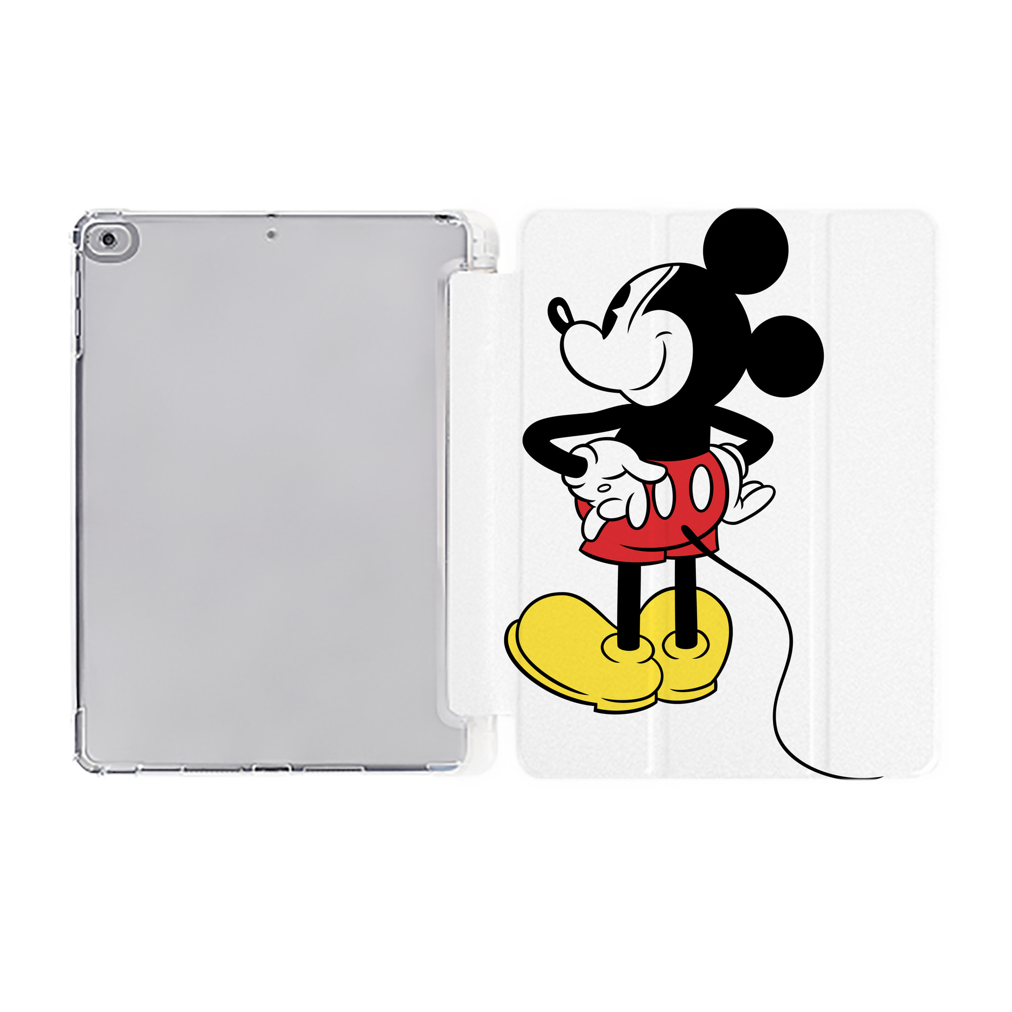 ミッキーマウス Mickey Mouse IPad ケース ペン収納付き 三つ折りスタンド PUレザー×シリコン 対応機種9.5/10.5/10.9インチ